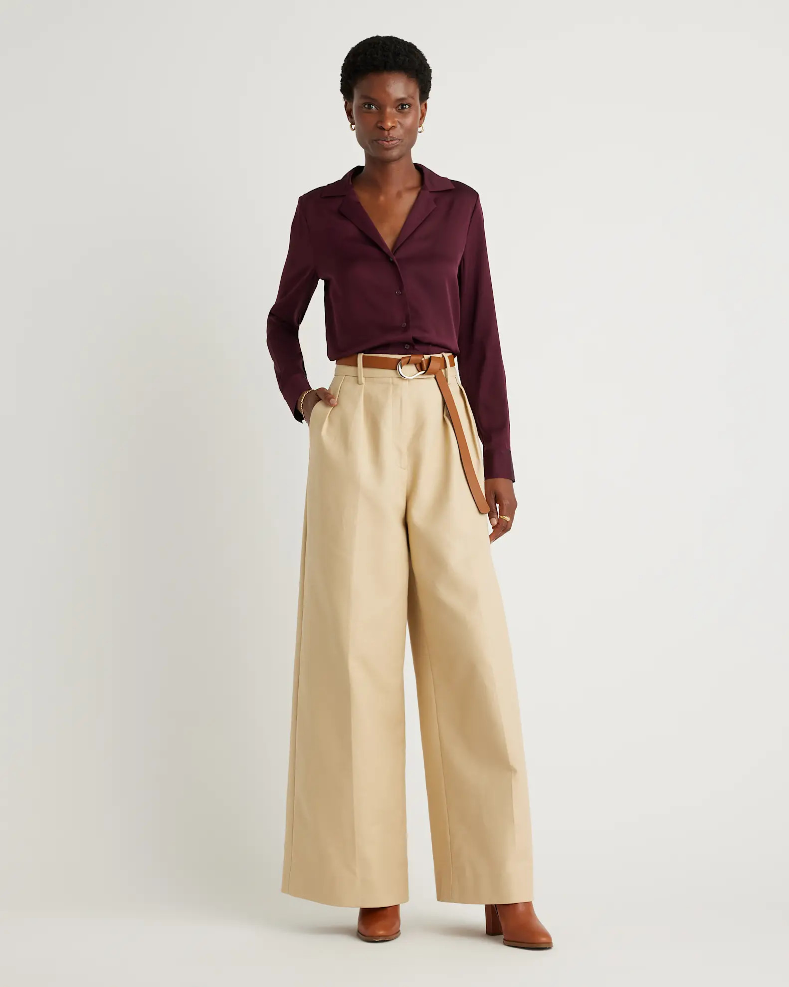 Washable Stretch Silk Notch Collar Blouse | Quince