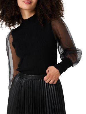 French Connection Krista Organza Sleeve Top on SALE | Saks OFF 5TH | Saks Fifth Avenue OFF 5TH