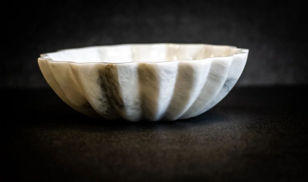 White Marble Bowl Handmade Marble Bowl Ruffle Bowl Marble - Etsy | Etsy (US)