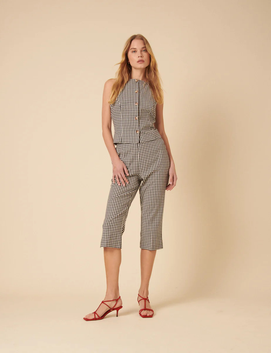 Black Gingham Capri Trousers | Nobody's Child