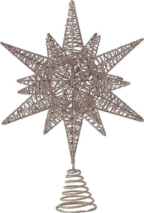 Creative Co-Op Multidimensional Star Tree Topper with Gold Glitter Metal Ornaments | Amazon (US)