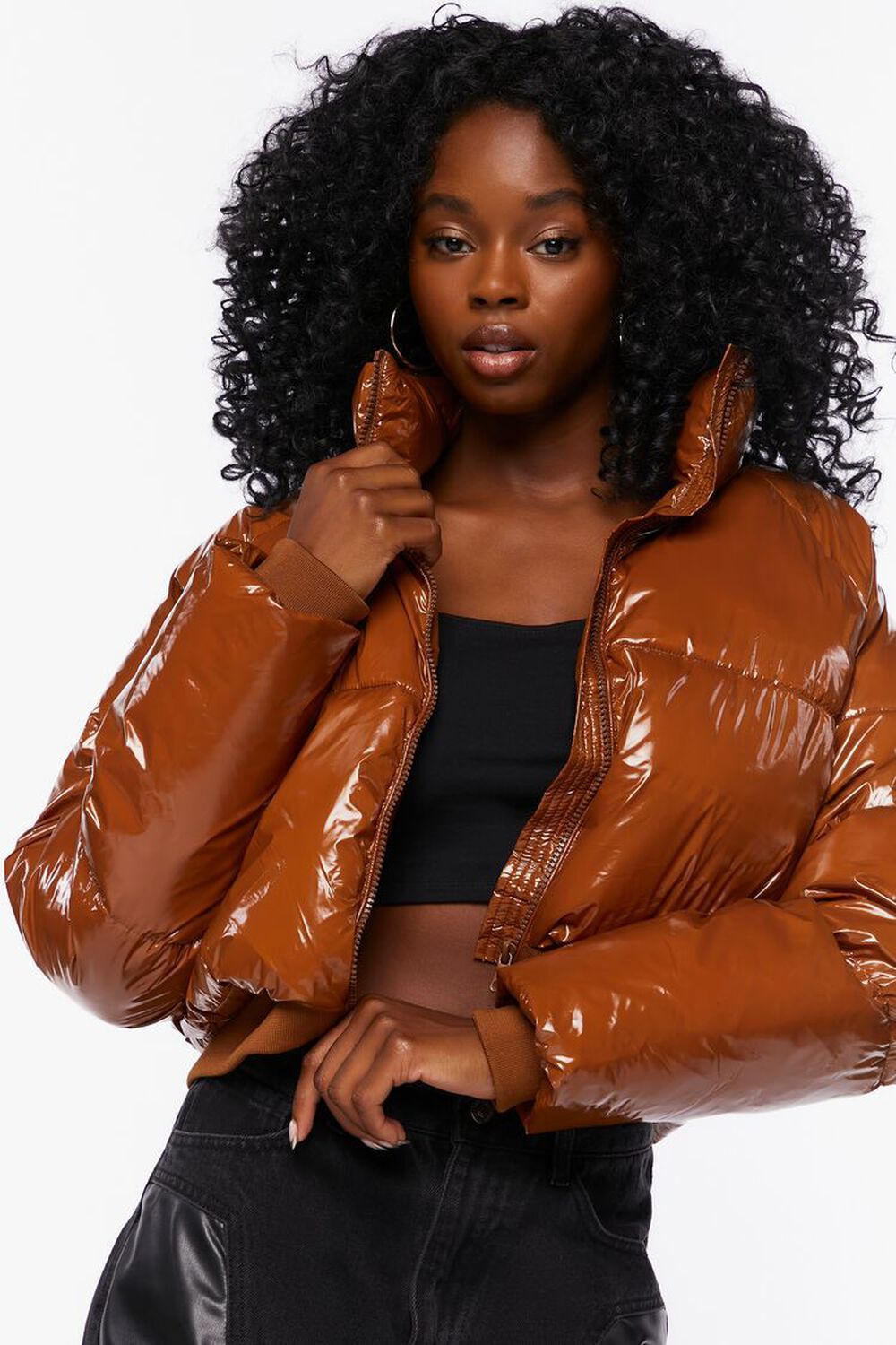 Faux Patent Leather Puffer Jacket | Forever 21 (US)