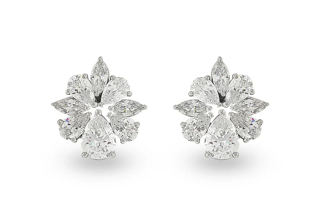 Floral Stud Earrings For Women 925 Sterling Silver Shop Today Pear-Cut Beautiful CZ Handmade Birt... | Etsy (US)