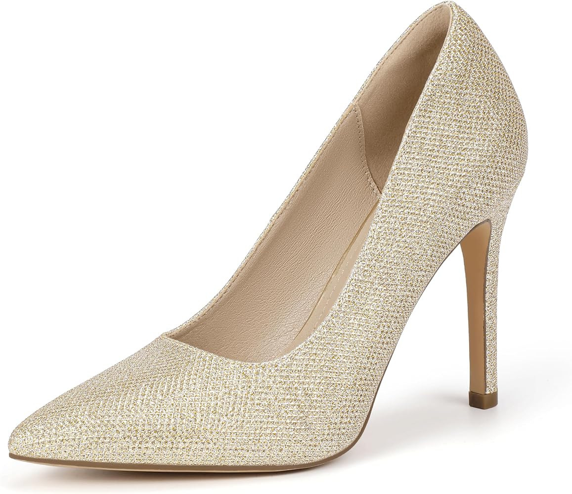 IDIFU IN4 Women's Pumps High Heels Closed Toe Stiletto Pointed Toe Dress Shoes Wedding Prom Brida... | Amazon (US)