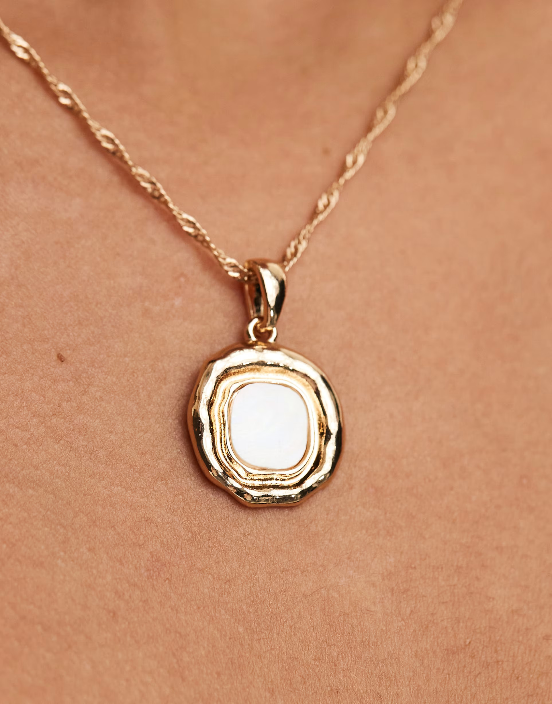 ASOS DESIGN necklace with faux pearl pendant in gold tone | ASOS (Global)