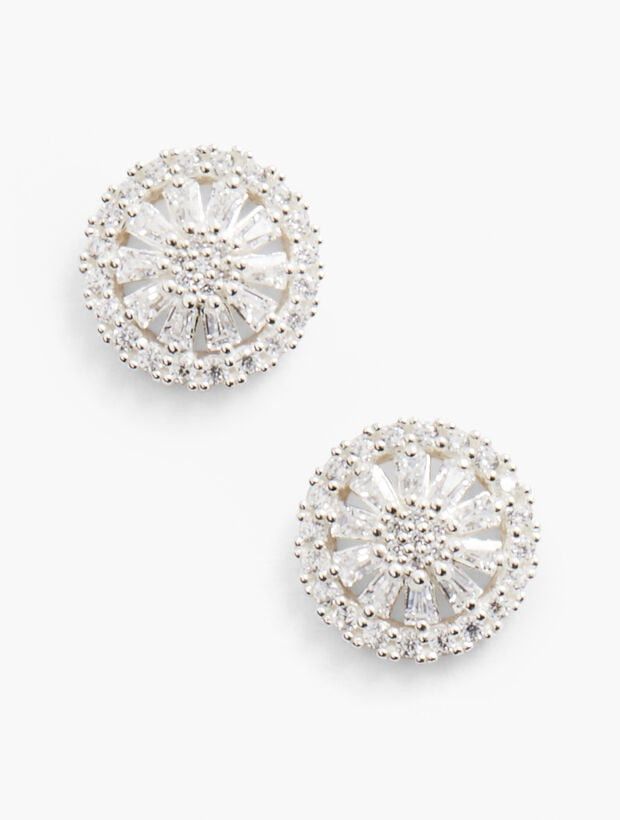 Sterling Silver Sparkle Round Earrings | Talbots