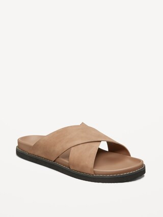 Faux-Leather Cross-Strap Sandals for Men | Old Navy (US)