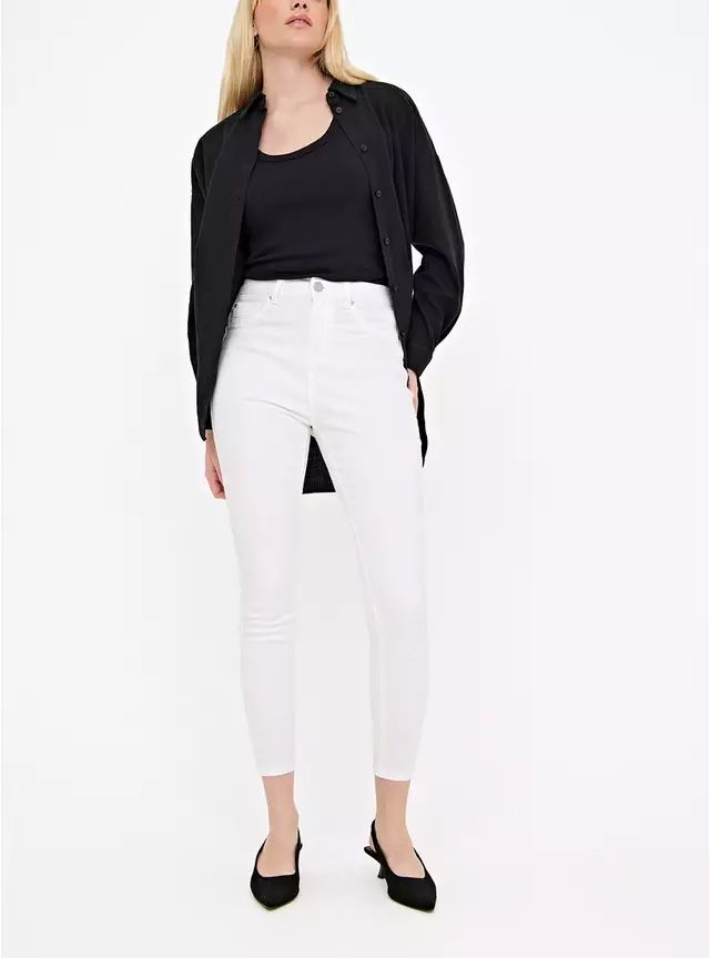 Buy White Denim High Waisted Tencel Skinny Jeans 8L | Jeans | Tu | Tu Clothing