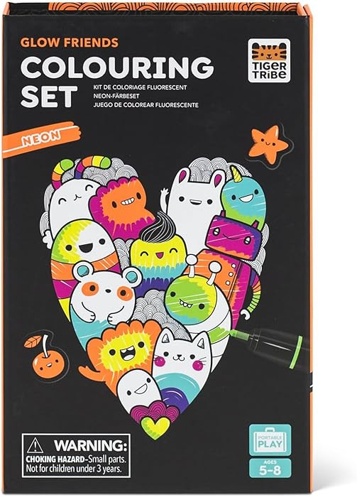 Tiger Tribe Neon Coloring Set - Glow Friends, Cute Activity Set for Kids, incl. Stickers & Marker... | Amazon (US)