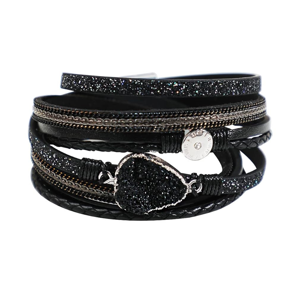 Artilady Leather Wrap Bracelets for Women - Pearl Bracelets Handmade Clasp Bangle Bracelet with B... | Amazon (US)