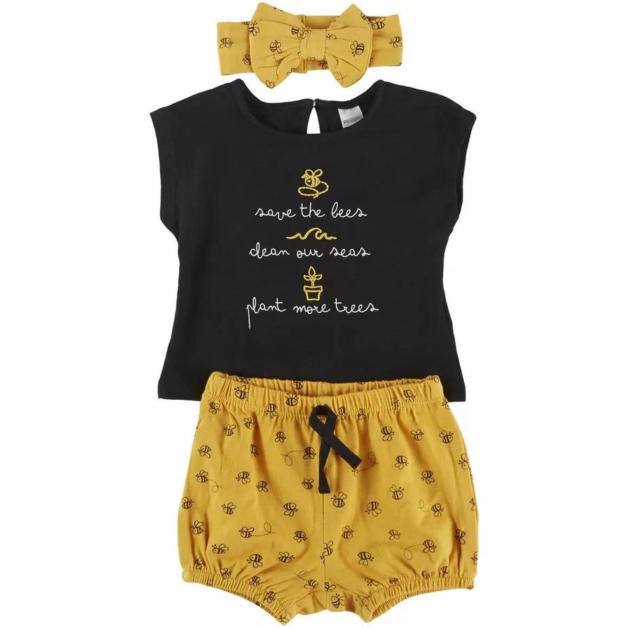 Baby Girls 3-pc. Save The Bees Short Set | Bealls