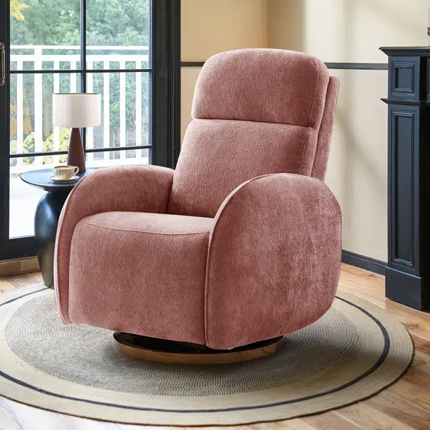 Taye Cuddle 32.25" Modern Swivel Glider Power Recliner with Electric Headrest and Lumbar Support | Wayfair North America