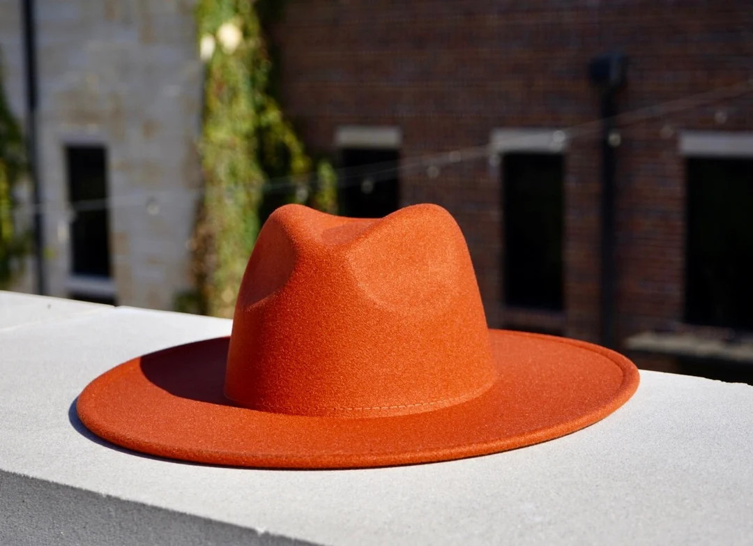 Orange Fedora, Womens Fedora, Mens Fedora, Orange Color, Wide Brim Hats, Summer Hats, Sun Hat, Fl... | Etsy (US)
