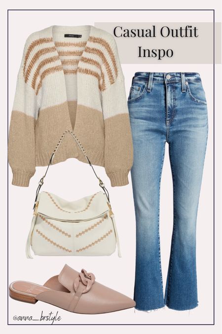 casual outfit inspo / nordstrom outfit inspo / casual style / summer outfit / spring outfit / casual style / nordstrom jeans / cardigan/ hobo bag / nude mules 

#LTKshoecrush #LTKstyletip #LTKitbag