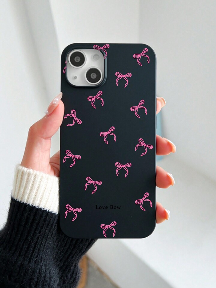 1 Black TPU Large Hole Protective Soft Cover With A Beautiful Bow Print Phone Case Suitable For F... | SHEIN