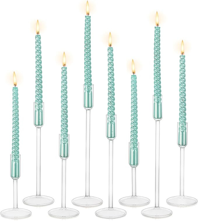 Glass Candle Holder Candlestick Holders: Hewory Taper Candle Holders 8Pcs Candle Stick Candle Hol... | Amazon (US)