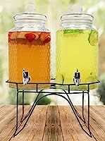 Estilo Hammered Glass Double Beverage Drink Dispenser On Stand With Leak Free Spigot, 1 gallon, Clea | Amazon (US)