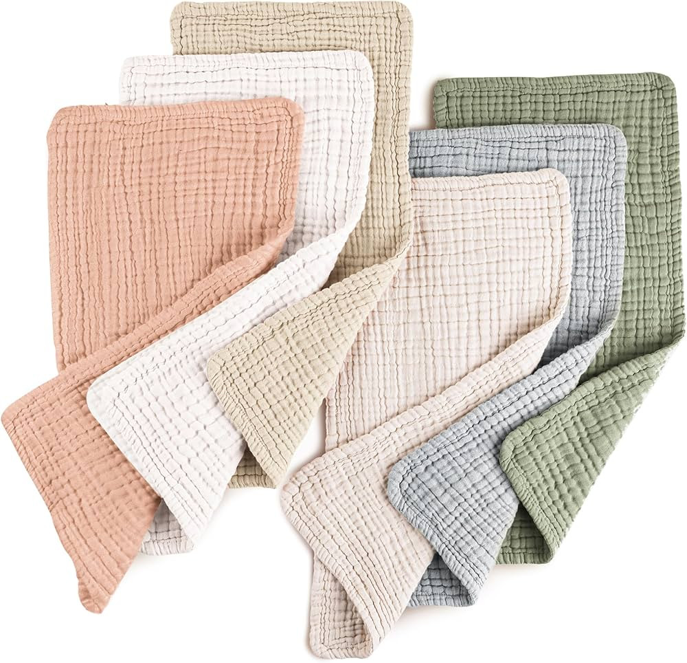 Konssy Muslin Baby Burp Cloths Sets for Unisex- 6 Pack Large 100% Cotton Burping Clothes for Newb... | Amazon (US)