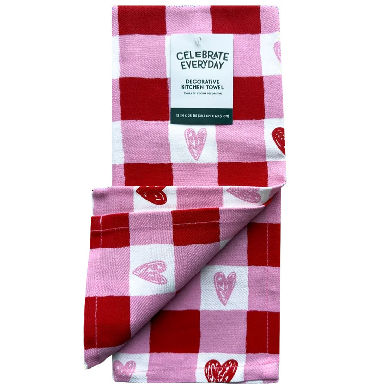 Heart Plaid Decorative Kitchen Towel | Walmart (US)