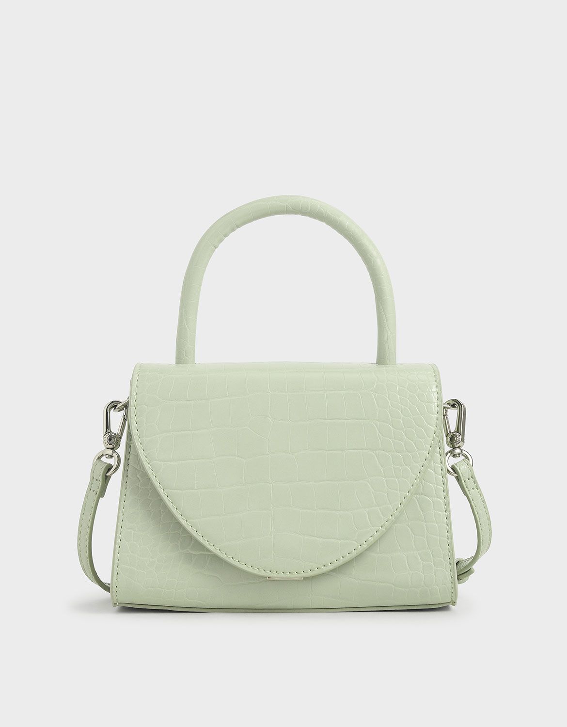 Croc-Effect Structured Top Handle Bag | CHARLES & KEITH (US)