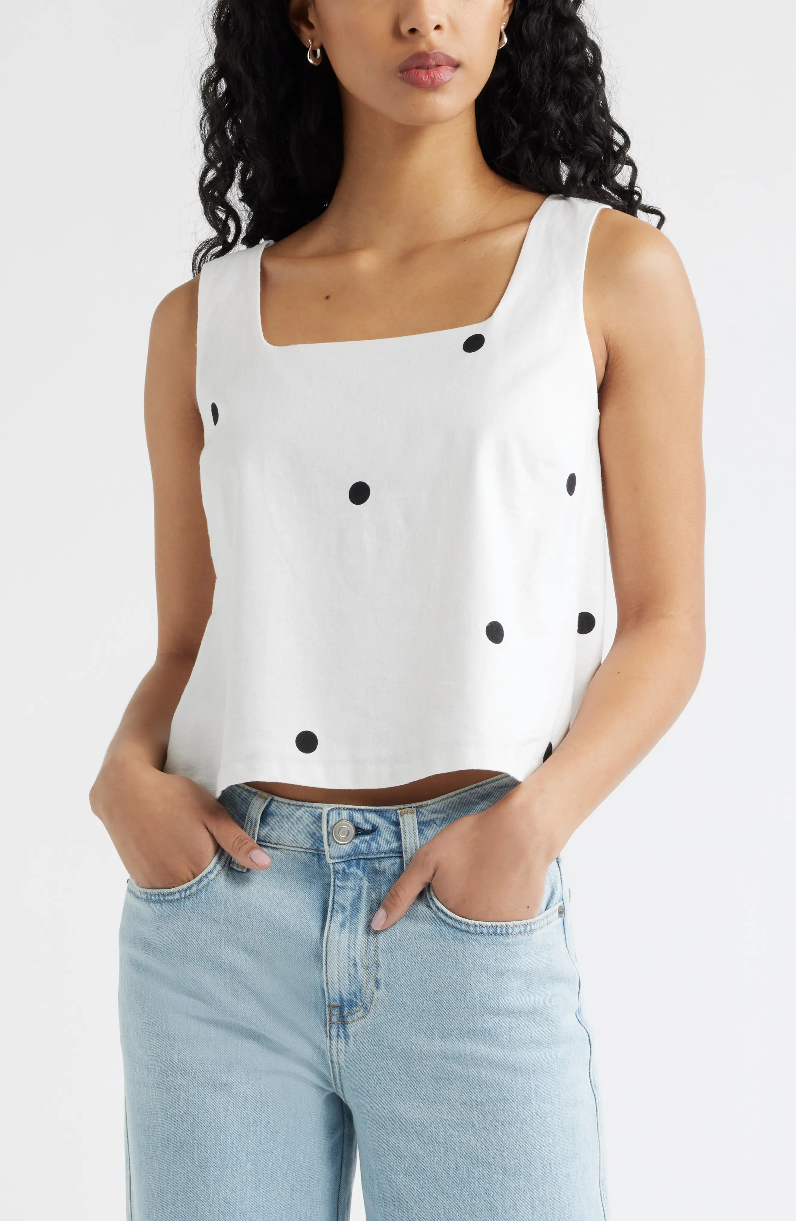 Square Neck Sleeveless Linen Blend Top (Women) | Nordstrom | Nordstrom
