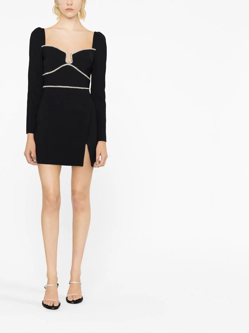 Self-Portrait diamanté-trim Minidress - Farfetch | Farfetch Global