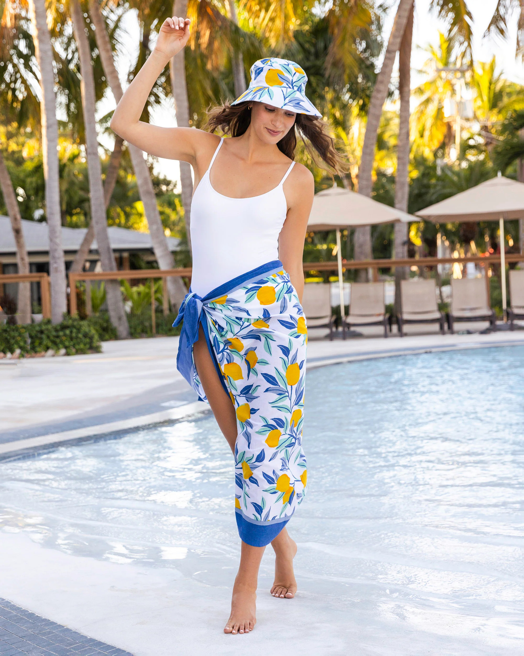Lemon Zest - Salty Shores Sarong - Cloud | Printfresh