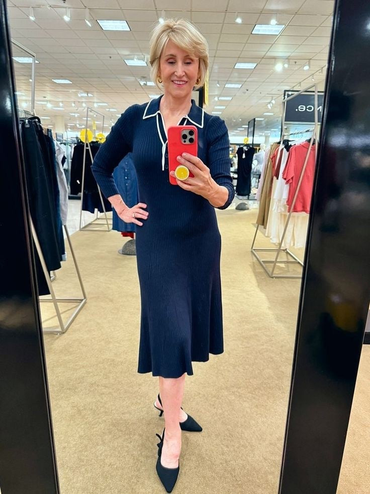 Sporty, sleek, and so timeless 💙
Tried on this navy polo-style knit sweater dress at the Nordstrom Anniversary Sale and instantly loved the classic silhouette. Paired it with pointed slingbacks for a polished, put-together look that’s perfect for fall. #NordstromAnniversarySale #Over40Style #SweaterDressSeason #PolishedAndChic #FallWardrobeRefresh 

#LTKSaleAlert #LTKSeasonal #LTKOver40