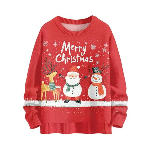 Ugly Christmas Sweaters for Women - Merry Christmas Snowman & Reindeer Designs - Plus Size Long Sleeve Crewneck Knit Sweaters - Fall Essentials | Amazon (US)