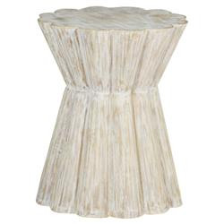 Annie Modern Classic Round Faceted White Resin Side Table | Kathy Kuo Home