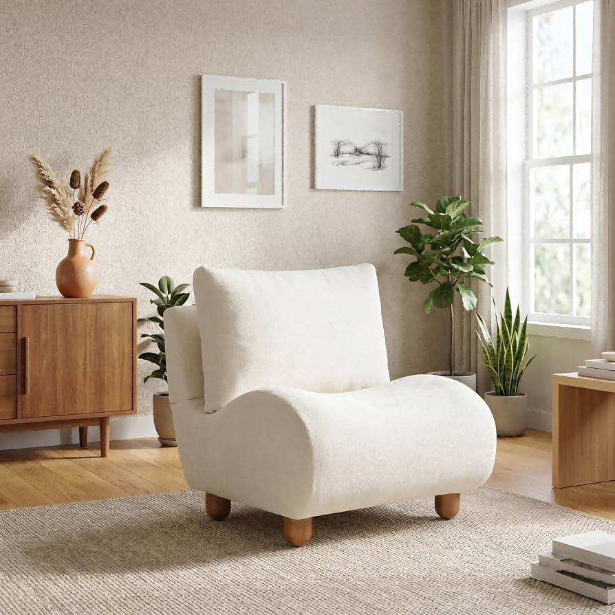 Merax Curved Accent Chair, Modern Armless Lounge Chair with Upholstered Seat, Rounded Backrest an... | Amazon (US)