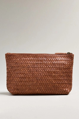 Bembien Woven Leather Zip Pouch | Anthropologie (US)