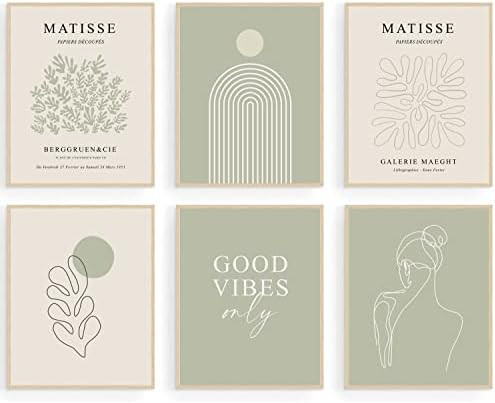 Sage Green Matisse Wall Art Prints, Abstract Matisse Wall Art Exhibition Posters, Minimalist Wome... | Amazon (CA)