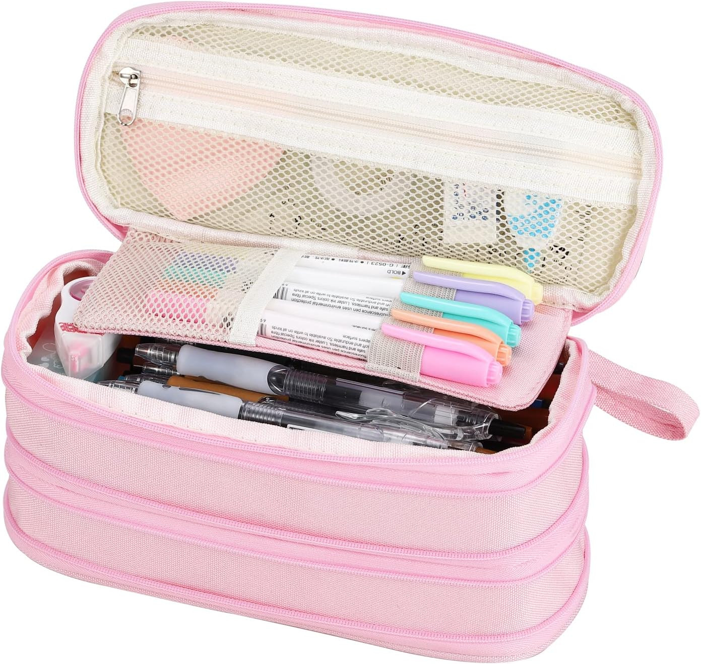 Large Pencil Case for School Zipper Pencil Pouch for Girls Teens Kids Pink | Amazon (US)
