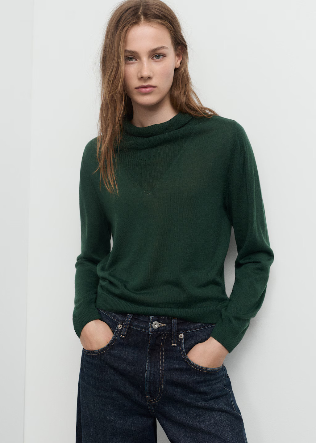 Knitted sweater with draped neck | Mango (US/MX/AU)