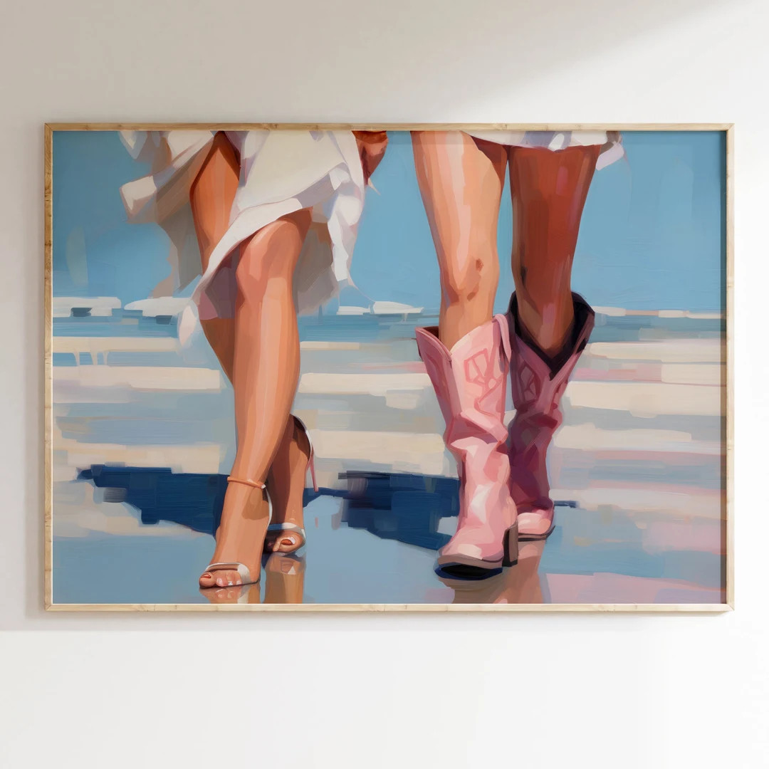 Coastal Cowgirl Printable and City Girl Poster Print, Boots and Heels Cowgirl Dorm Room Wall Art ... | Etsy (US)