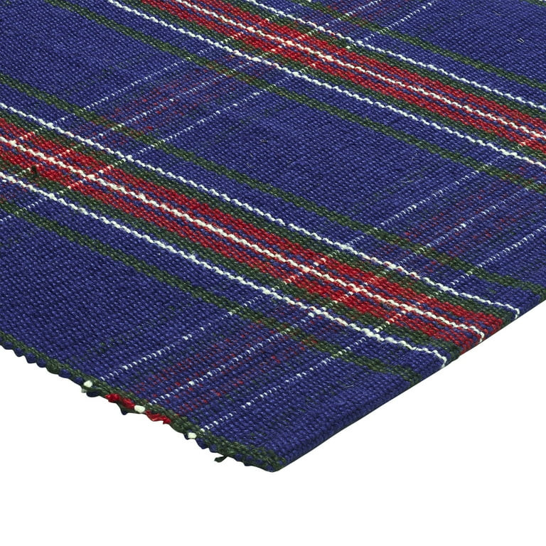 My Texas House Navy Tartan Plaid Indoor/Outdoor Layering Rug, 24" x 38" | Walmart (US)