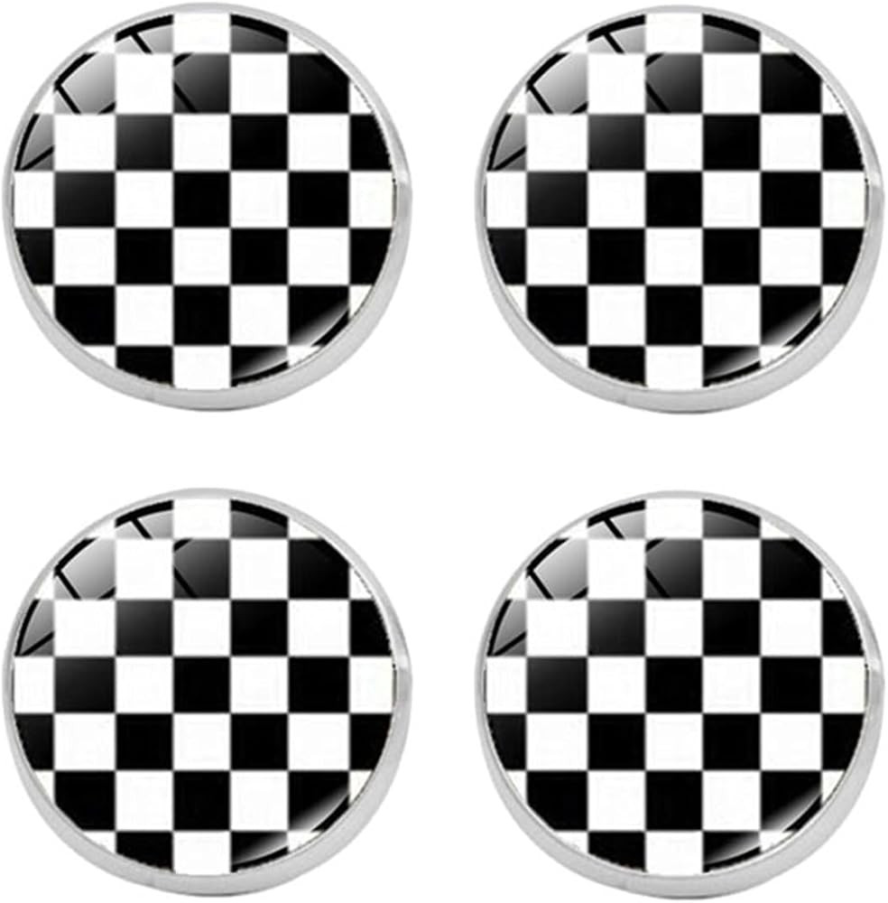Dreuyet 2 Pairs Black White Checkered Stud Earrings for Women Men Cute Plaid Earrings Stainless S... | Amazon (US)