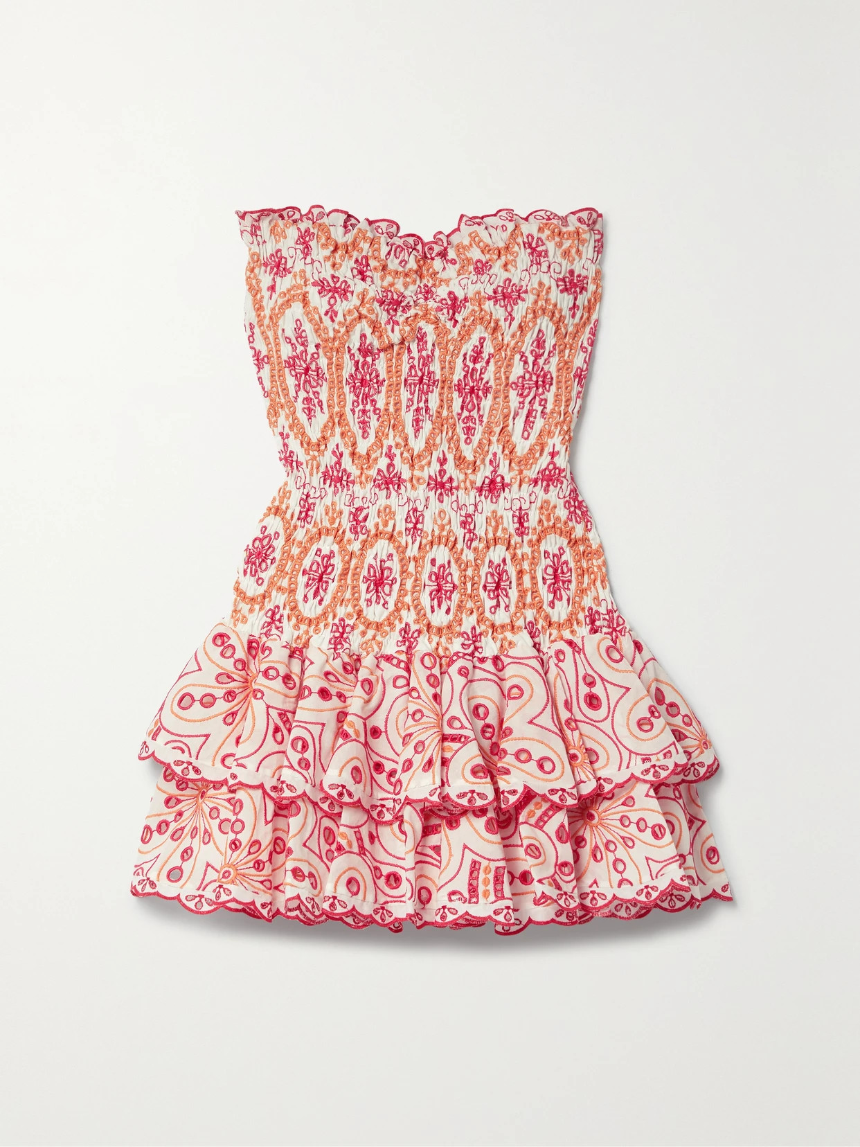 Charo Ruiz - Megan Strapless Broderie Anglaise Cotton-blend Mini Dress - Pink | NET-A-PORTER (US)