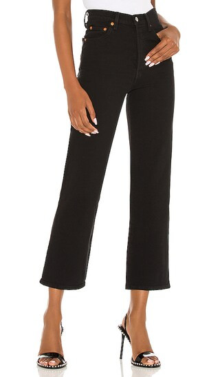 Ribcage Straight Ankle Jean in Black Sprout | Revolve Clothing (Global)