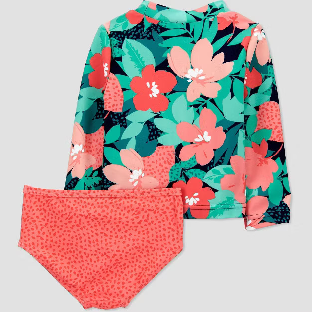 Baby Girls' Floral Print Rash Guard Set - Just One You® made by carter's Coral Pink | Target