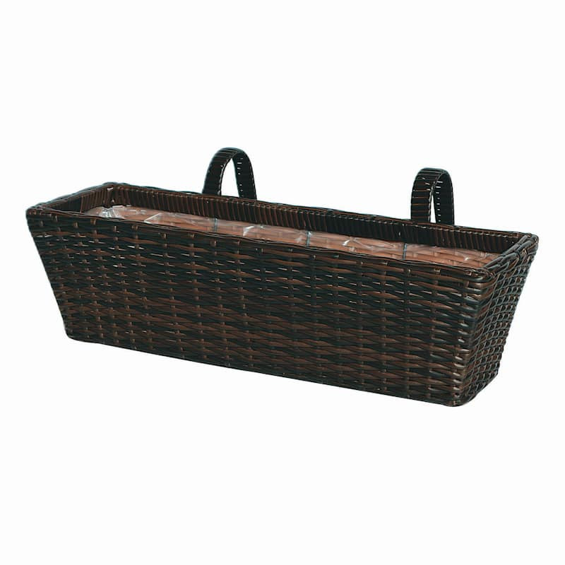 Polyrattan Balcony Planter with Liner, Extra Large | At Home