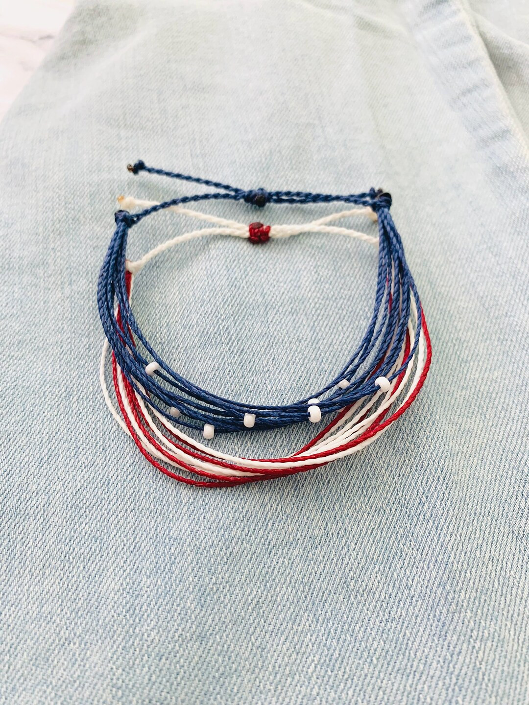 Stars & Stripes Bracelet Set, Patriotic 4th of July Bracelet, Pura Vida Style Bracelet, American ... | Etsy (US)