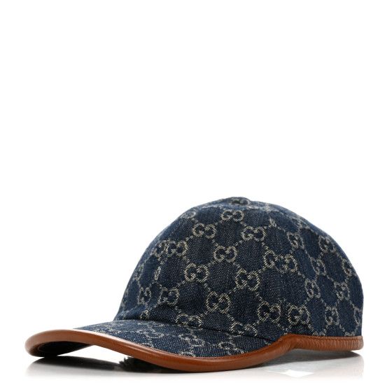 Washed Jacquard Denim Nappa GG Monogram Oscar Baseball Hat M Denim Cuir | FASHIONPHILE (US)