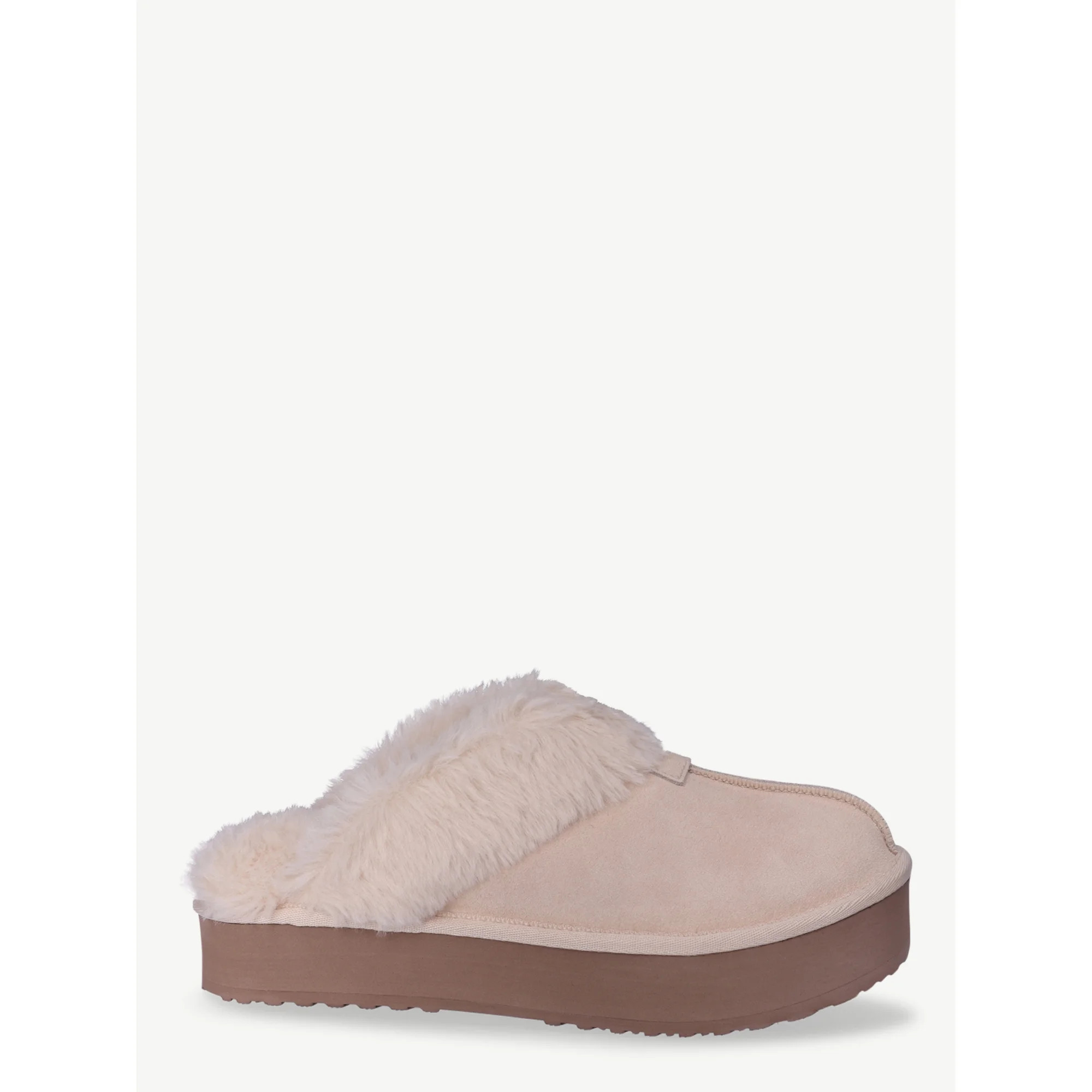 Joyspun Women's Faux Suede Platform Clog Slippers | Walmart (US)