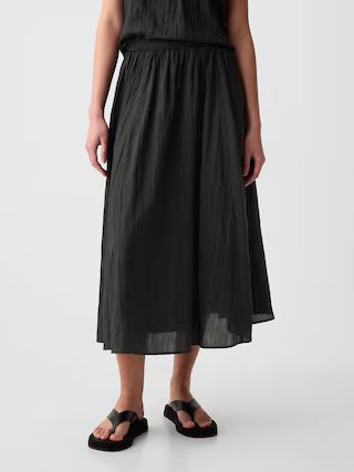 Crinkle Gauze Pull-On Midi Skirt | Gap (US)