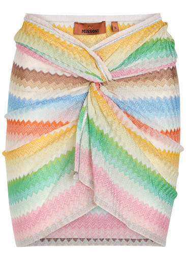 Striped metallic-knit mini beach skirt | Harvey Nichols