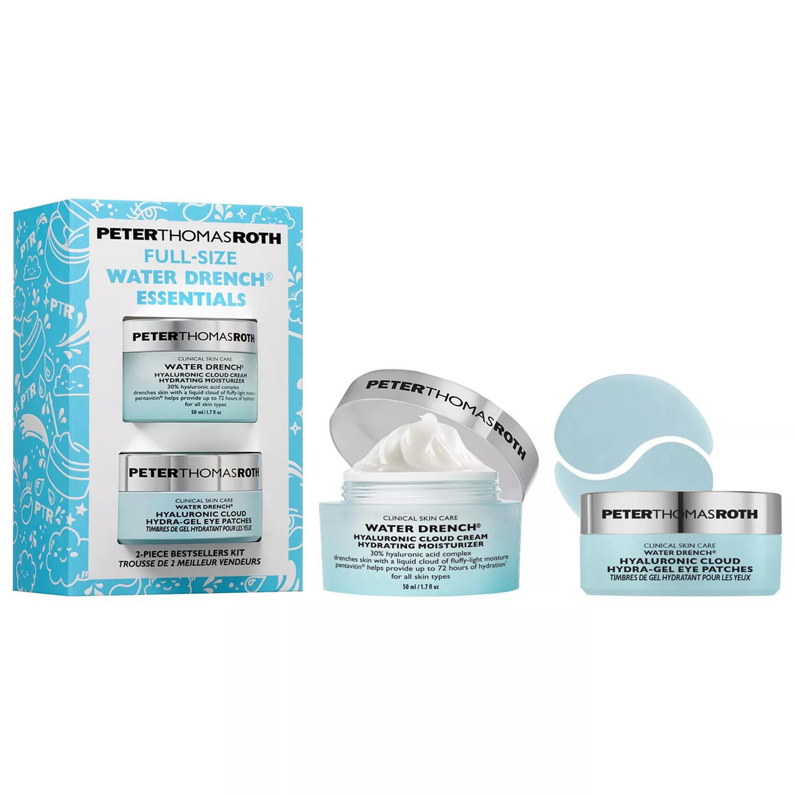Peter Thomas Roth Full-Size Water Drench Hyaluronic Acid Essentials 2-Piece Moisturizer and Eye Patch Set, None | Kohl's