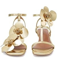 LACIKOSZ Floral High Heels Womens Strappy Sandals Wedding Bride Dressy Shoes Open Toe Ankle Strap... | Amazon (US)
