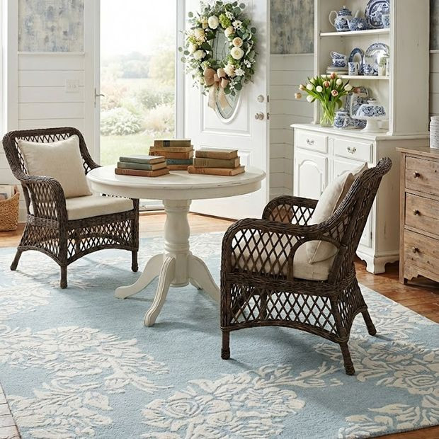 Tufted Floral Light Blue/Ivory Area Rug | Antique Farm House